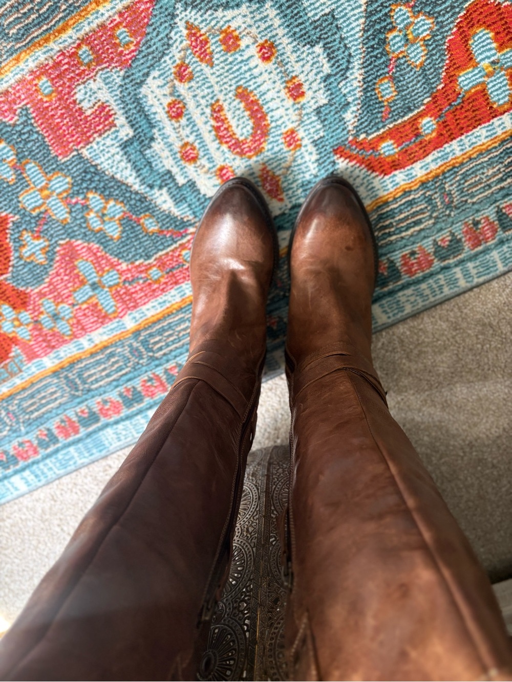 Roan by Bed Stu Brown Distressed Leather Knee High Lace Up Boots Size 6 - Picture 3 of 14